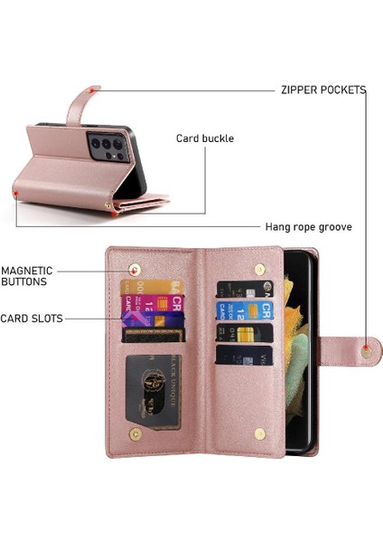 Samsung Galaxy S21 Ultra Cüzdan Iş Için Flip Case Çok Fonksiyonlu (Yurt Dışından) indirimleri