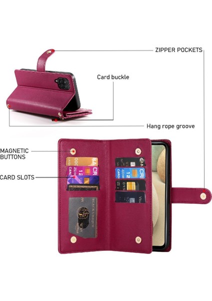 Samsung Galaxy A12 Için Flip Case/M12 Crossbody Kayış Çok Fonksiyonlu (Yurt Dışından)