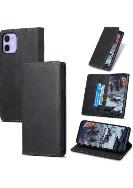 Iphone 12 Mini Kickstand Iş Rahat Darbeye Tpu Kart Için Flip Case (Yurt Dışından)