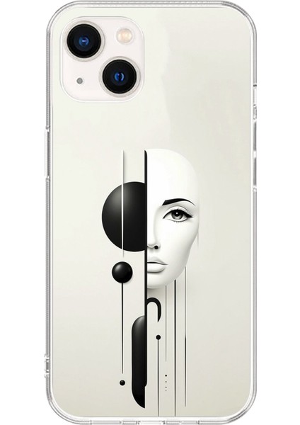 iPhone 13 Mini Uyumlu Şeffaf Kılıf Estetik Yüz 2 Tasarımlı