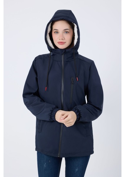 Kadın Lacivert Içi Kürklü Su ve Rüzgar Geçirmez Kapüşonlu Kışlık Mont & Kaban & Parka fiyatları