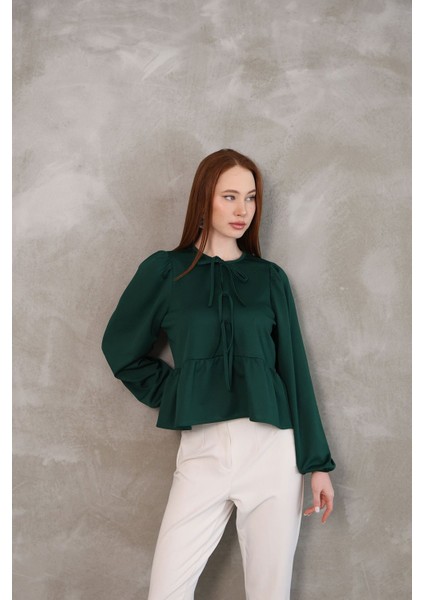 Yaka Biye Etek Büzgülü Tunik-Siyah modelleri