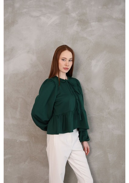 Yaka Biye Etek Büzgülü Tunik-Siyah fırsatları