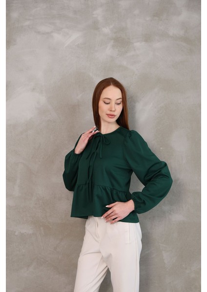 Yaka Biye Etek Büzgülü Tunik-Siyah indirimleri