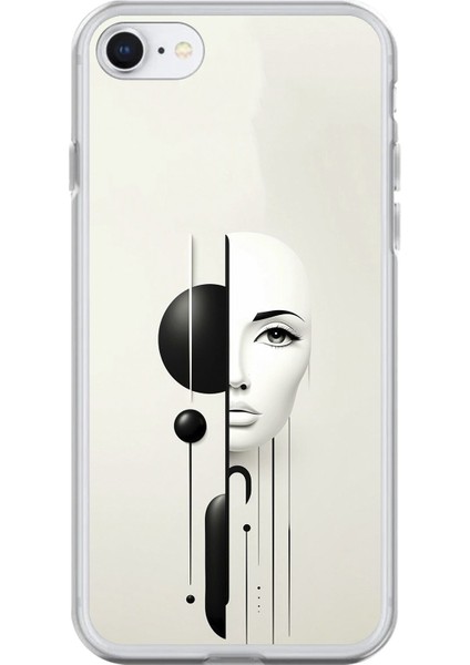 iPhone 8 Uyumlu Şeffaf Kılıf Estetik Yüz 2 Tasarımlı