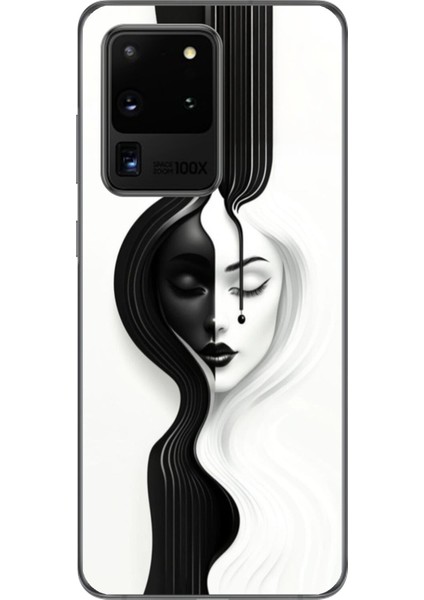 Samsung Galaxy S20 Ultra Uyumlu Şeffaf Kılıf Estetik Yüz 3 Tasarımlı