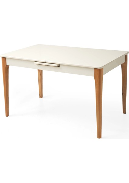 Zrf Ortadan Açılır Büyüyen Yemek Masası Natural 80 x 130 cm Beyaz