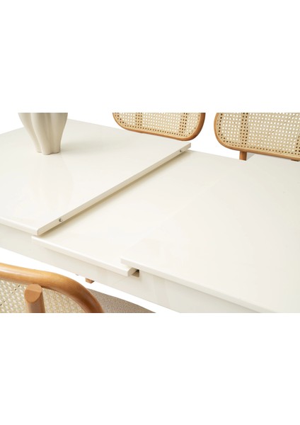 Zrf Ortadan Açılır Büyüyen Yemek Masası Natural 80 x 130 cm Beyaz