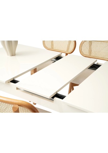 Zrf Ortadan Açılır Büyüyen Yemek Masası Natural 80 x 130 cm Beyaz