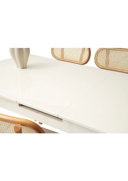 Zrf Ortadan Açılır Büyüyen Yemek Masası Natural 80 x 130 cm Beyaz