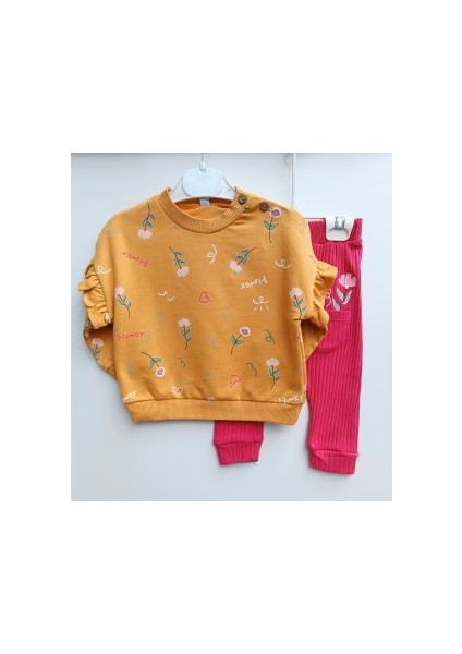 Kız Bebek Çicek Baskılı Fırfırlı 2'li Takım fiyatları