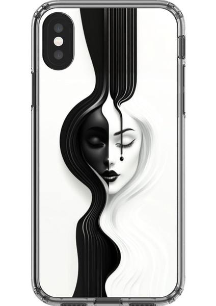 iPhone x Uyumlu Şeffaf Kılıf Estetik Yüz 3 Tasarımlı