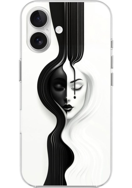 iPhone 16 Uyumlu Şeffaf Kılıf Estetik Yüz 3 Tasarımlı