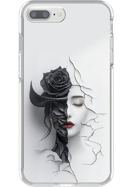 iPhone 7 Plus Uyumlu Şeffaf Kılıf Estetik Yüz 4 Tasarımlı