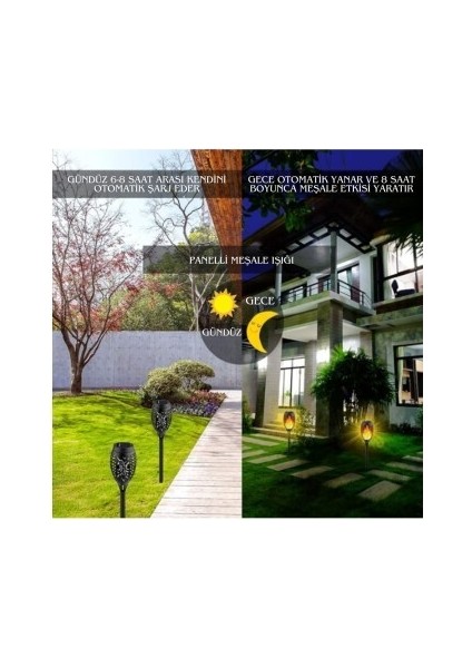 Solar Alev Efektli Bahçe Lambası modelleri