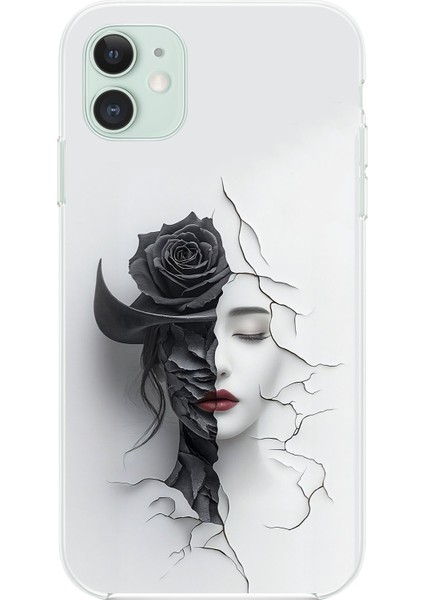iPhone 11 Uyumlu Şeffaf Kılıf Estetik Yüz 4 Tasarımlı