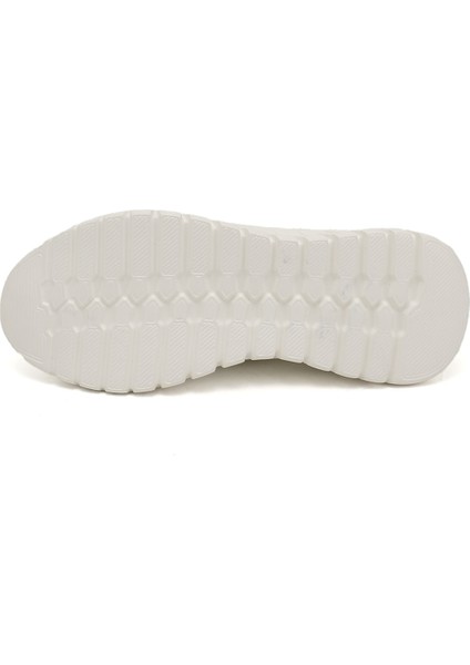 Kadın Beyaz Triko Bağcıklı Memory Foam Tabanlıklı Comfort Sneaker