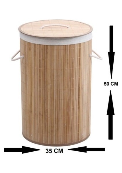 DecoHandy Yuvarlak Bambu Kirli Sepeti