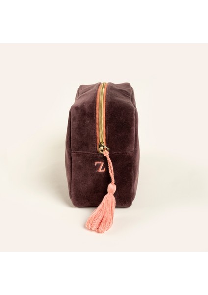 Delhı Nakışlı Büyük Boy Pamuk Pamuk Makyaj Çantası 23x15 Cm Bordo