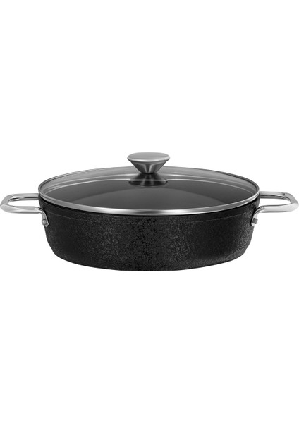 Noir Titanyum Kısa Tencere - Siyah - 24 cm