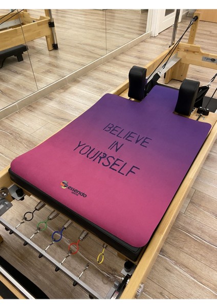 'belıeve In Yourself' Pembe Sloganlı Pilates Reformer Mat ( Pilates Matı )