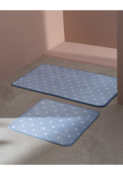 Félicité Yıldızlı 2'li Banyo Paspası - Mavi