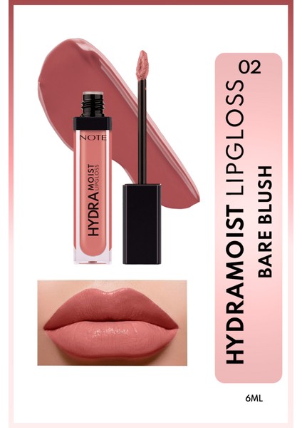 Hydramoist Lipgloss Nemlendirici Dudak Parlatıcısı - 02 Bare Blush - Nude