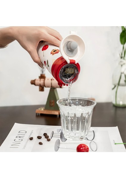 480ML Yeni Koleksiyon Sevimli Hayvanlar Desenli Pipetli Kilitlenebilir Kapak Paslanmaz Çelik Termos