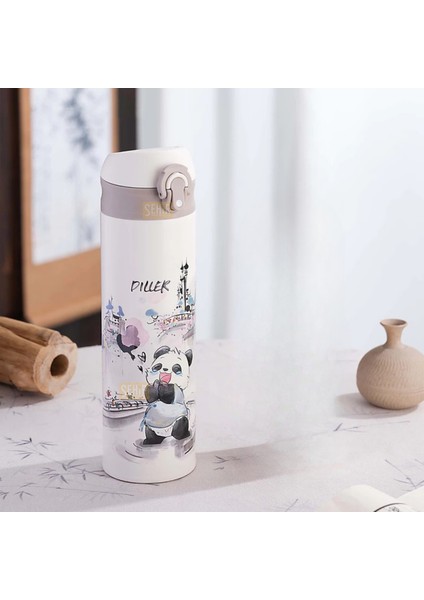 480ML Yeni Koleksiyon Sevimli Hayvanlar Desenli Pipetli Kilitlenebilir Kapak Paslanmaz Çelik Termos fiyatları