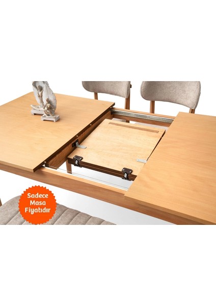 Ortadan Açılır Büyüyen Yemek Masası Beyaz-Siyah Ayaklı 80 x 130 cm Sadece Masa Fiyatıdır fırsatları