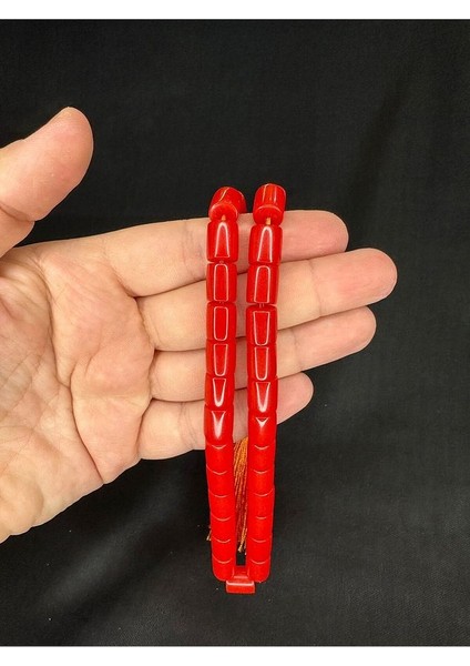 Sıkma Kehribar Tesbih Kırmızı Renkli Kesme Kesim 11MMX9MM T-641 fiyatları