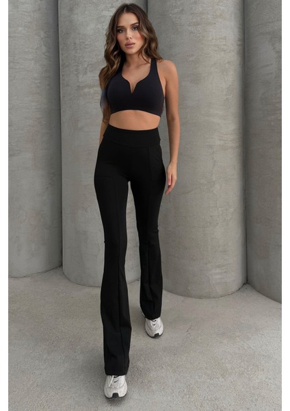 Yüksek Bel Flare Comfort Çift Cepli Toparlayıcı Ispanyol Paça Pantolon fırsatları