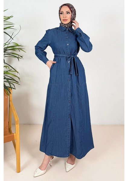 Ersel Boydan Düğmeli Kot Elbise 1391 - Koyu Mavi fiyatları