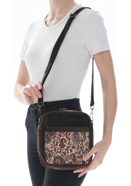 Iran Işi El Yapımı Etnik Desenli Acı Kahve Askılı Küçük Boy Omuz Çantası