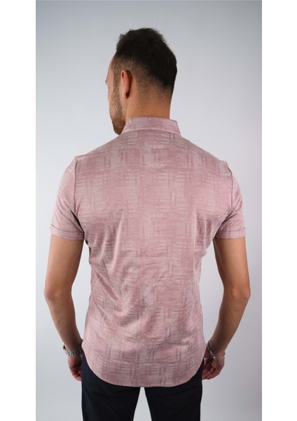 Erkek Desenli Pembe Kısa Kol Gömlek fiyatları