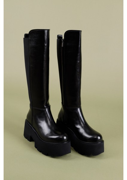 Jaren Kadın Kalın Topuklu Dalgıç Kumaşlı Siyah Çizme indirimleri