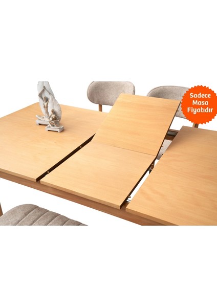 Ortadan Açılır Büyüyen Yemek Masası Beyaz-Naturel Etekli 80 x 130 cm Sadece Masa Fiyatıdır