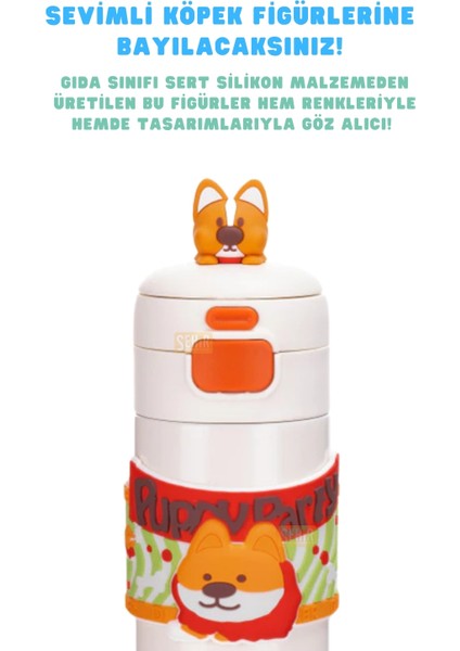 480ML Yeni Koleksiyon Sevimli Hayvanlar Süslü Pipetli/pipetsiz El Askılı Paslanmaz Çelik Termos