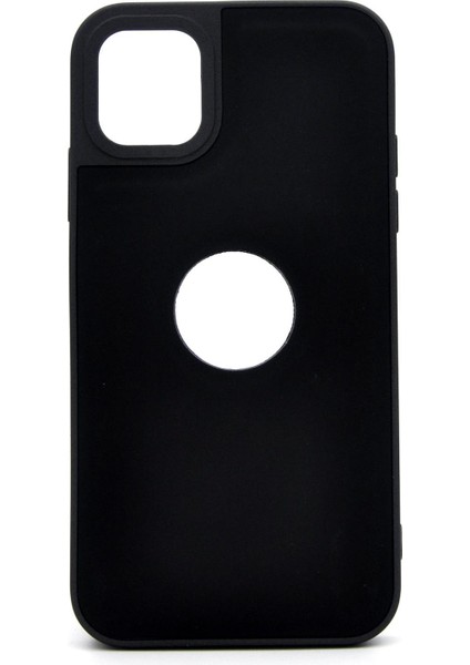 iPhone 11 Uyumlu Deri Görünümlü Sert Kapak Kılıf Siyah