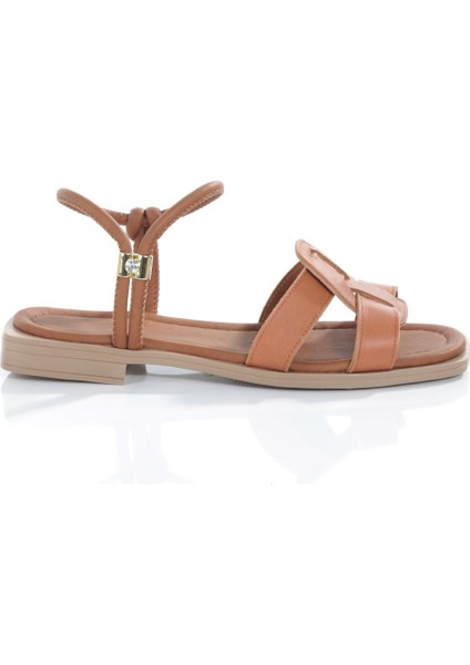 MİA028-3014 Deri Kadın Günlük Ortopedik Taba Tatil Sandalet fırsatları
