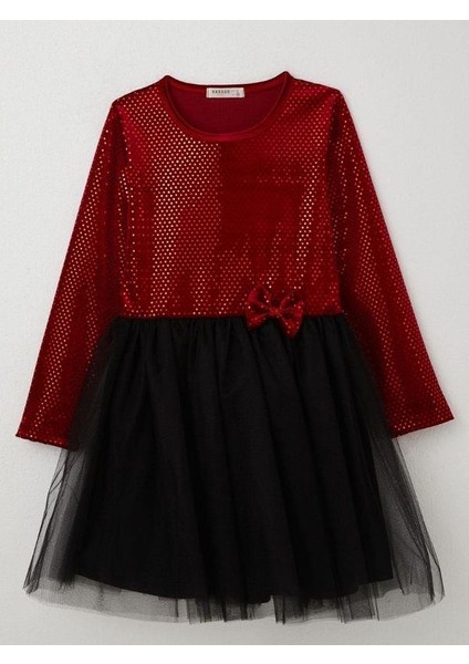 Kız Çocuk Parlak Kumaş Tütülü Elbise