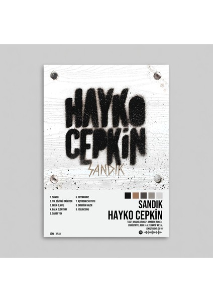 Hayko Cepkin - Sandık Albüm Spotify Çerçevesiz Tasarım Poster