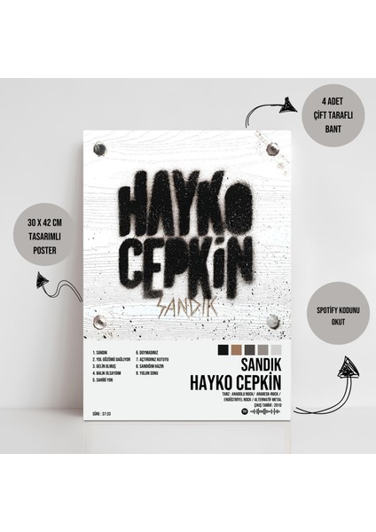 Hayko Cepkin - Sandık Albüm Spotify Çerçevesiz Tasarım Poster
