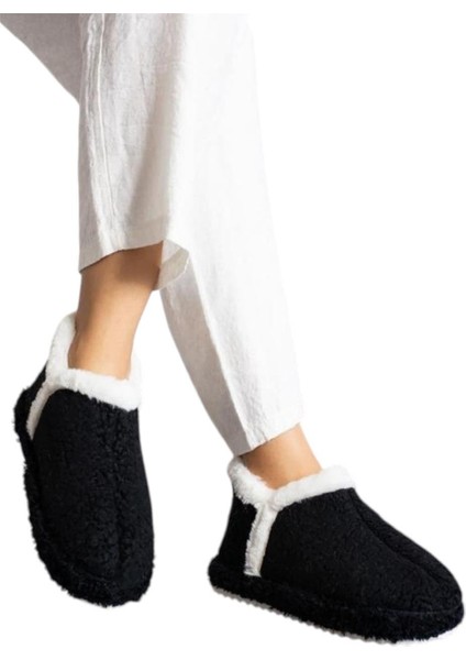 Kadın Panduf | Ev Botu | Ev Ayakkabısı Eva Kalın Hafif Kaymaz Taban Siyah