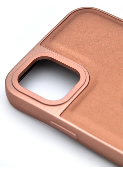 iPhone 14 Pro Max Uyumlu Deri Görünümlü Sert Kapak Kılıf Taba Kum Beji