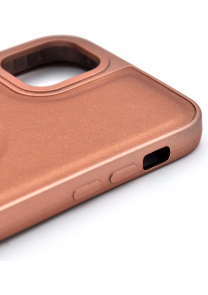 iPhone 14 Pro Max Uyumlu Deri Görünümlü Sert Kapak Kılıf Taba Kum Beji