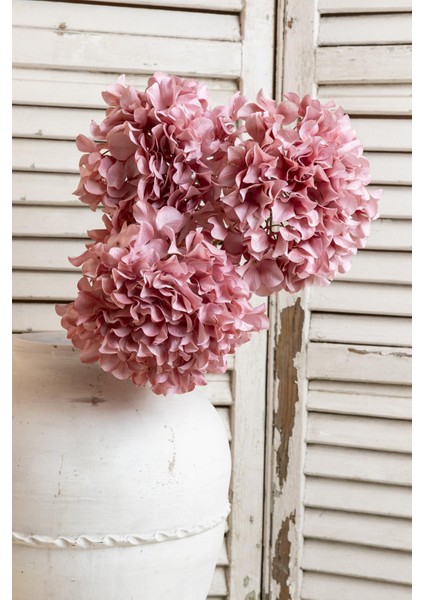 Yapay Vazo Çiçeği Ortanca 75 cm 5 Dal Pembe