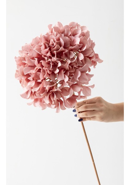 Yapay Vazo Çiçeği Ortanca 75 cm 5 Dal Pembe