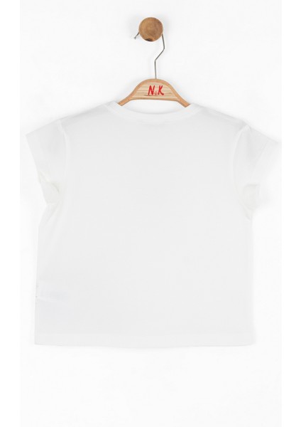 04-08 Yaş Kız Çocuk Flamingo Tema T-Shirt - Ekru modelleri