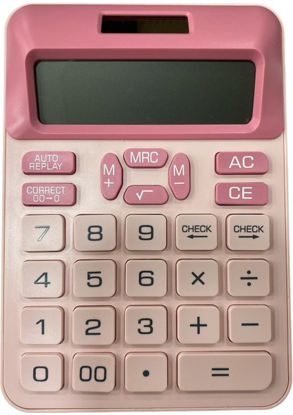 Renkli Masaüstü Hesap Makinesi Dexın 12 Hane Pembe